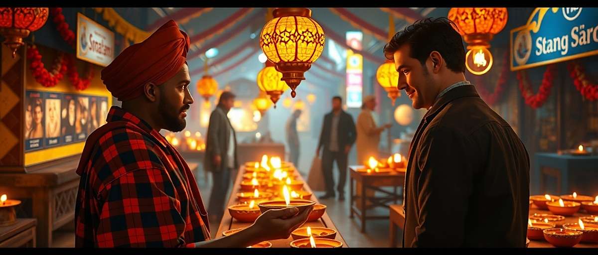 Asafoetida Adventure India Diwali event showing virtual market decorated with diyas and players exchanging gifts of rare spices